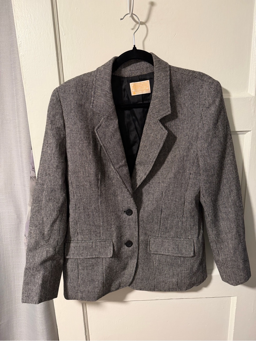 Vintage Women’s Pendleton Gray 100% Wool Herringbone Women's Blazer Size 8 EUC